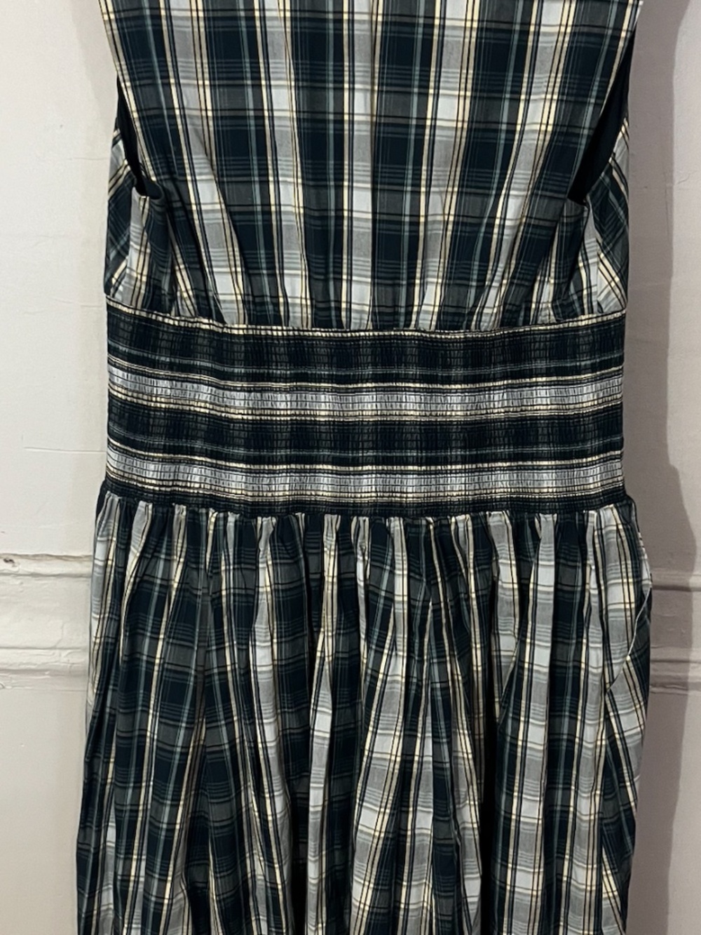 Plaid Midi Dress with Capped Sleeves - Picture 6 of 8